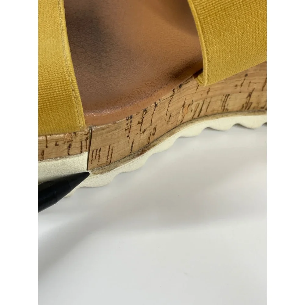 Sz 10 Dream Pairs Reed Mustard Yellow Elastic Platform Wedge Sandals Womens